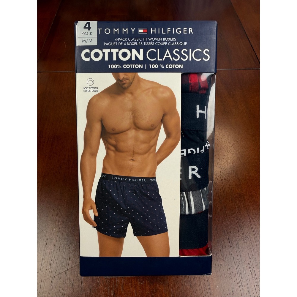 Tommy Hilfiger Mens 4 Pack Cotton Classics Woven Boxers Medium Multicolor NIB